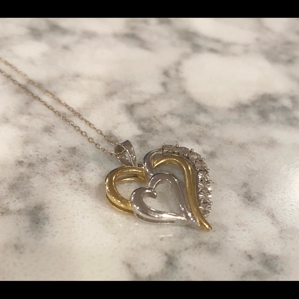 Authentic Diamond Gold & Sterling Silver Necklace